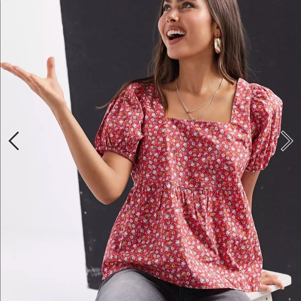 Mango square neck peplum blouse in vintage floral print